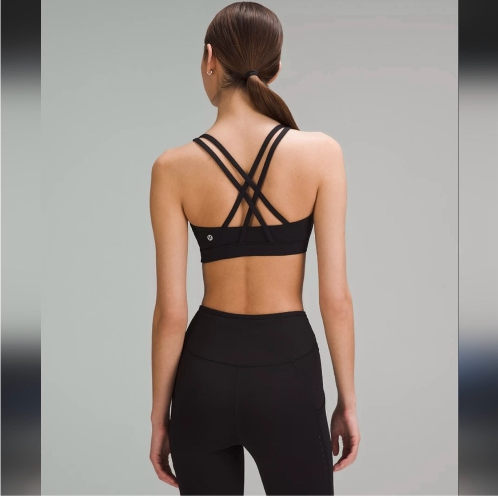 Lululemon Energy Black Strappy Sports Bra. Size 6 - Picture 1 of 7